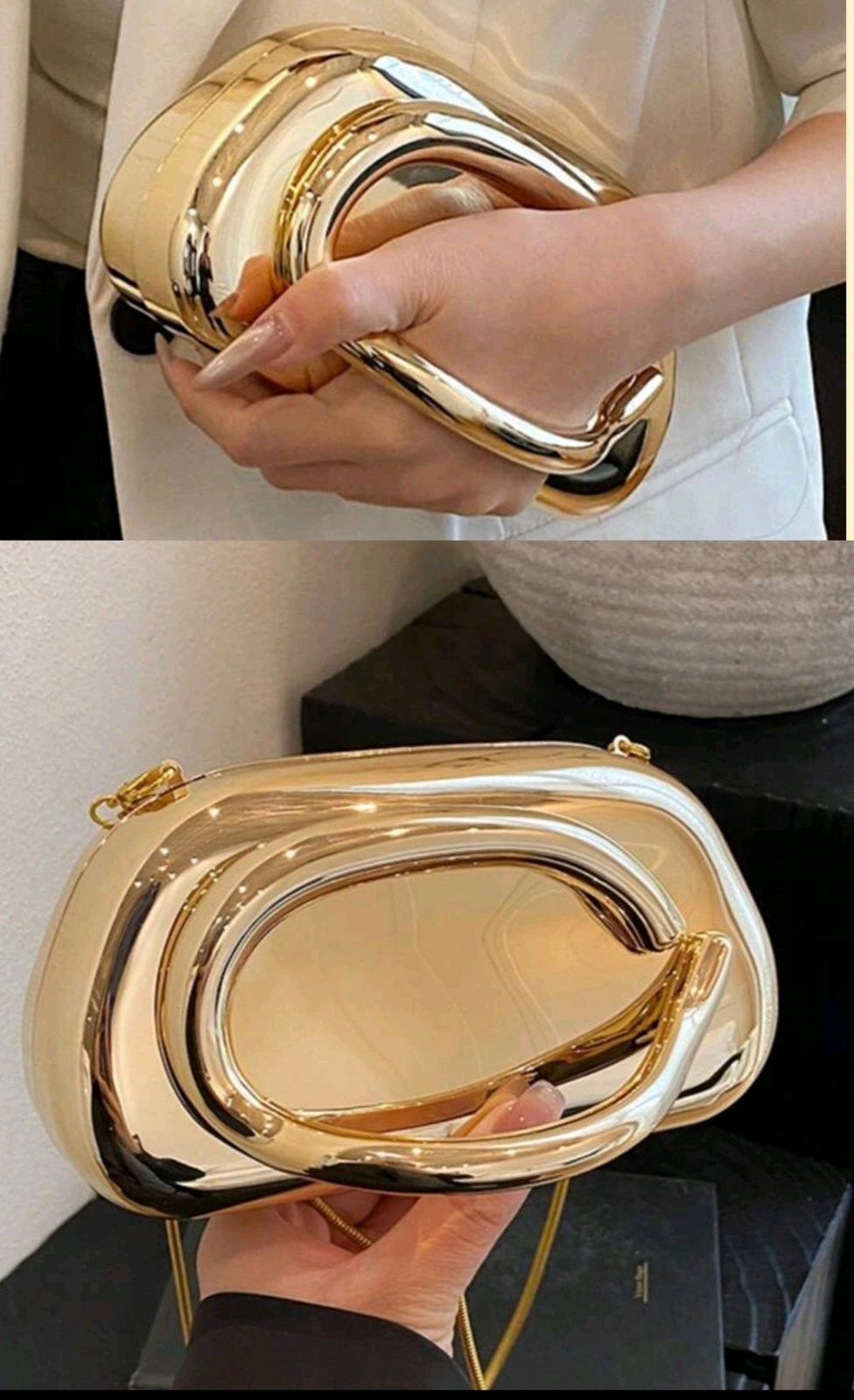 CLASSY GOLDEN CLUTCH BAG - DECENT SIZE - TREASURE FINDS