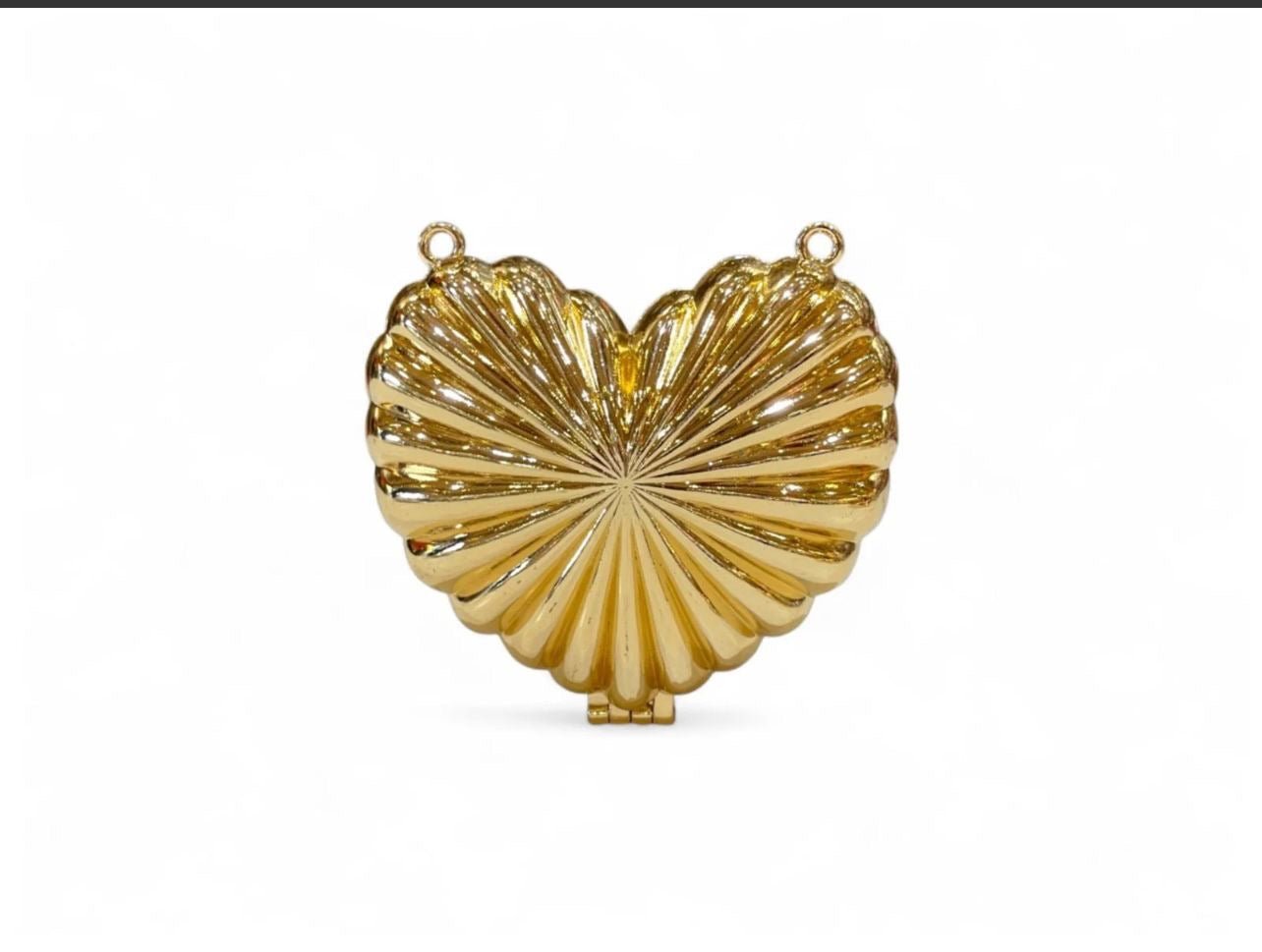 HEART SHAPED GOLDEN METAL CLUTCH BAG - DECENT SIZE - TREASURE FINDS