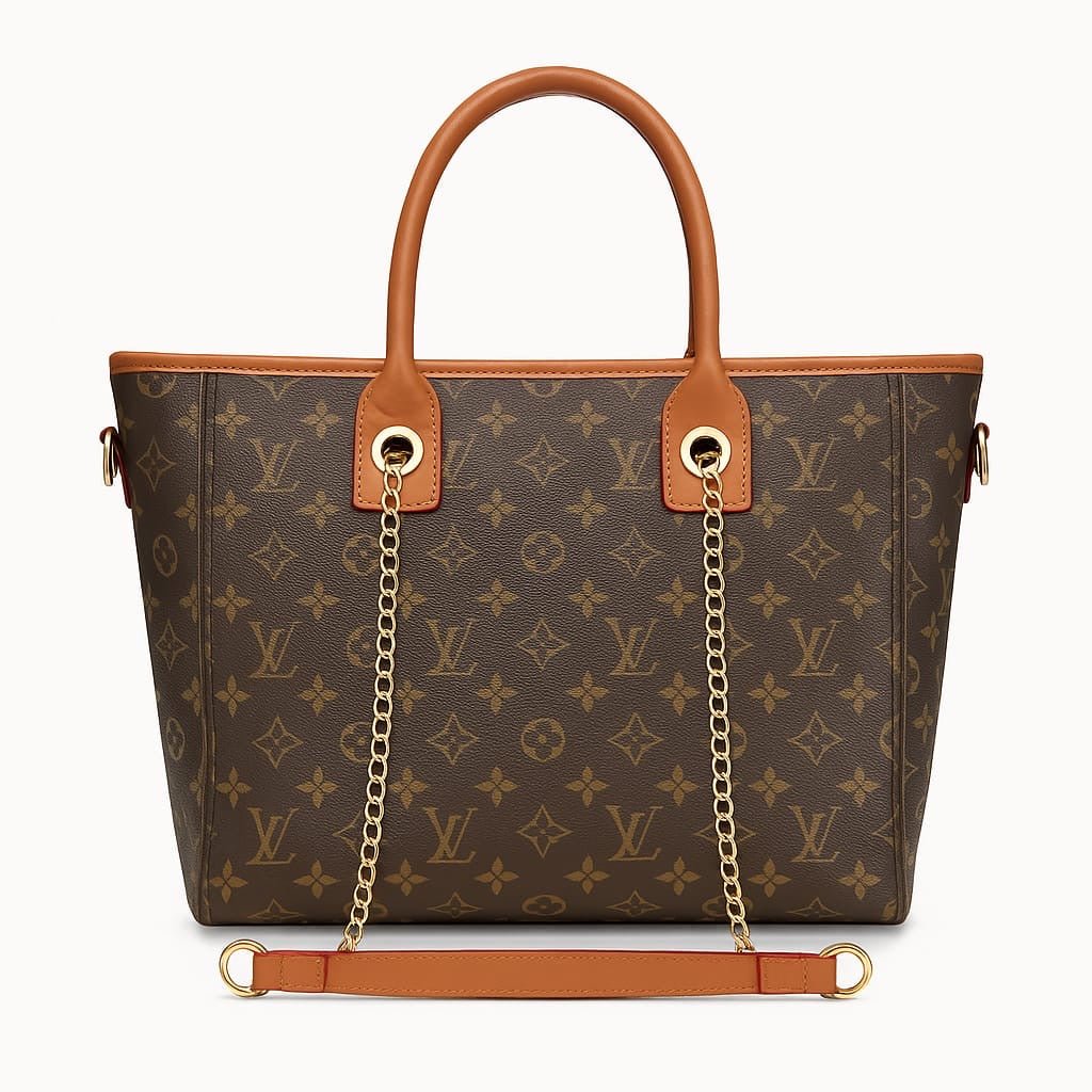 LV Leather Tote Bag with Chain Strap - TREASURE FINDS