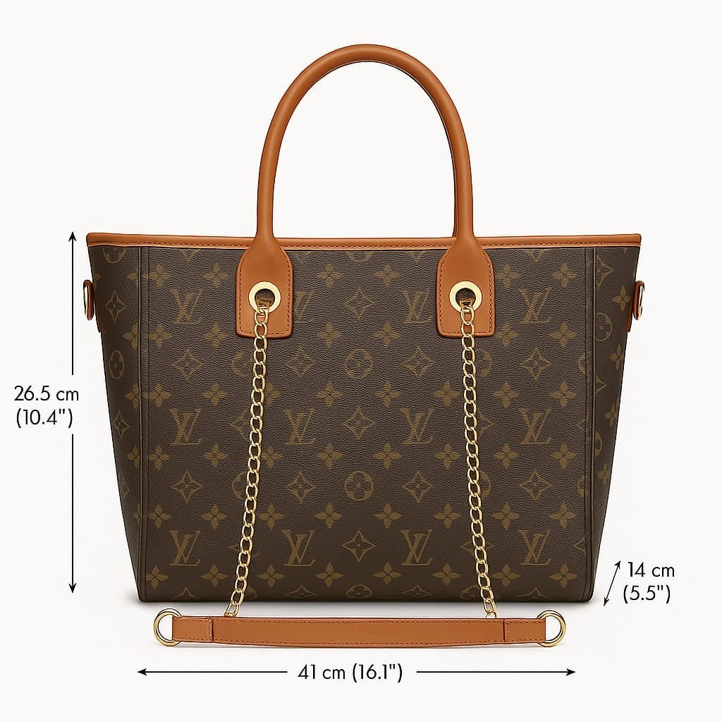LV Leather Tote Bag with Chain Strap - TREASURE FINDS