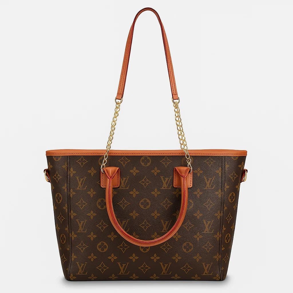 LV Leather Tote Bag with Chain Strap - TREASURE FINDS